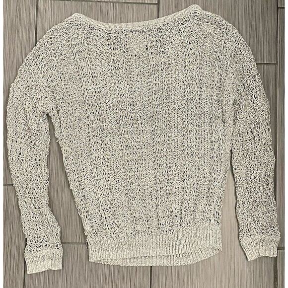 American Eagle Womens Heathered Gray Long Sleeve Open Knit Sweater Size Large - Picture 4 of 5